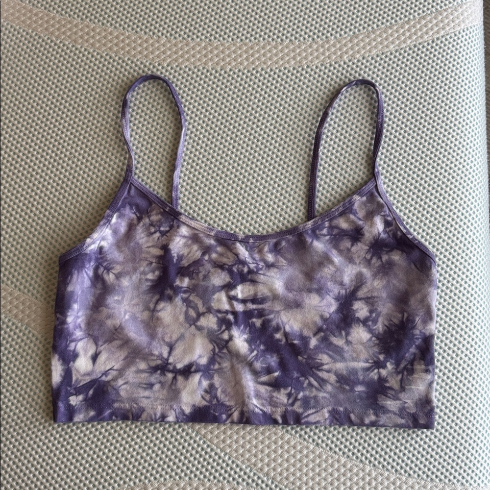 Purple Tie-Dye Spaghetti Strap Crop Top